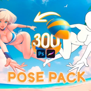 300+ Body Poses Pack for Procreate, Photoshop | Male and Female poses stamps (Dynamic, Romantic and so on)