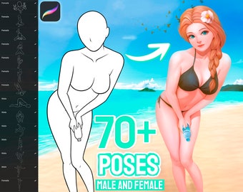 70+ Männliche und Weibliche Körper Posen Stempel für Procreate