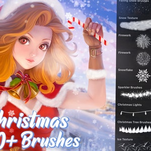 Christmas Brushes Set 50+ (Texture, Garlands, Snow and much more)
