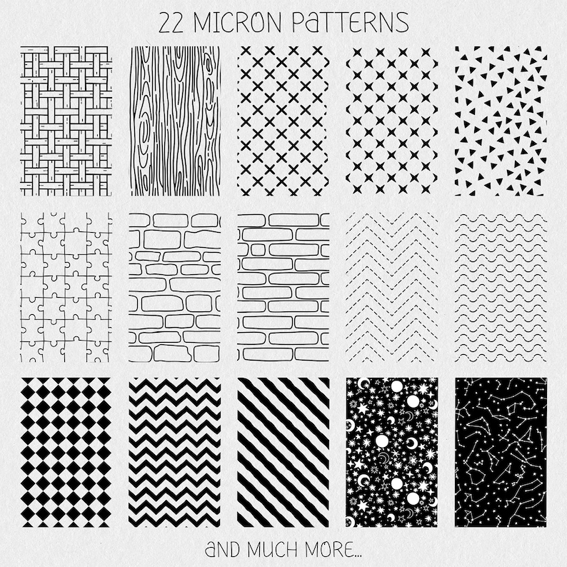 70 Fine Liner Brush Set for Procreate Micron, Fineliners, Stipple Brushes, Pattern Brushes, inking and lineart image 5