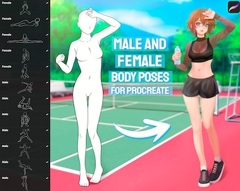40+ Male and Female Body Poses Stamps for Procreate