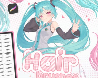 100 Procreate Outline Hair Brushes - Anime Braids, Manga Highlights für Frisuren
