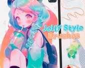 Jelly Style Procreate Brushes: Character Lineart, Sketch & Coloring for ipad