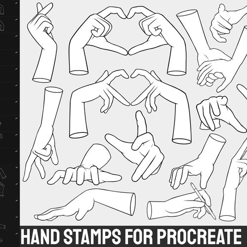 150 Procreate Hand Stamps Brushes Procreate Hands Anatomy Etsy