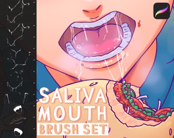 Saliva Brush Set for Procreate (Mouth Stamps, Saliva Stamps, Drool)