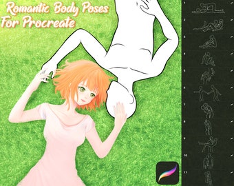 Romantic Body Poses for Procreate, Сouple in love, Stamp