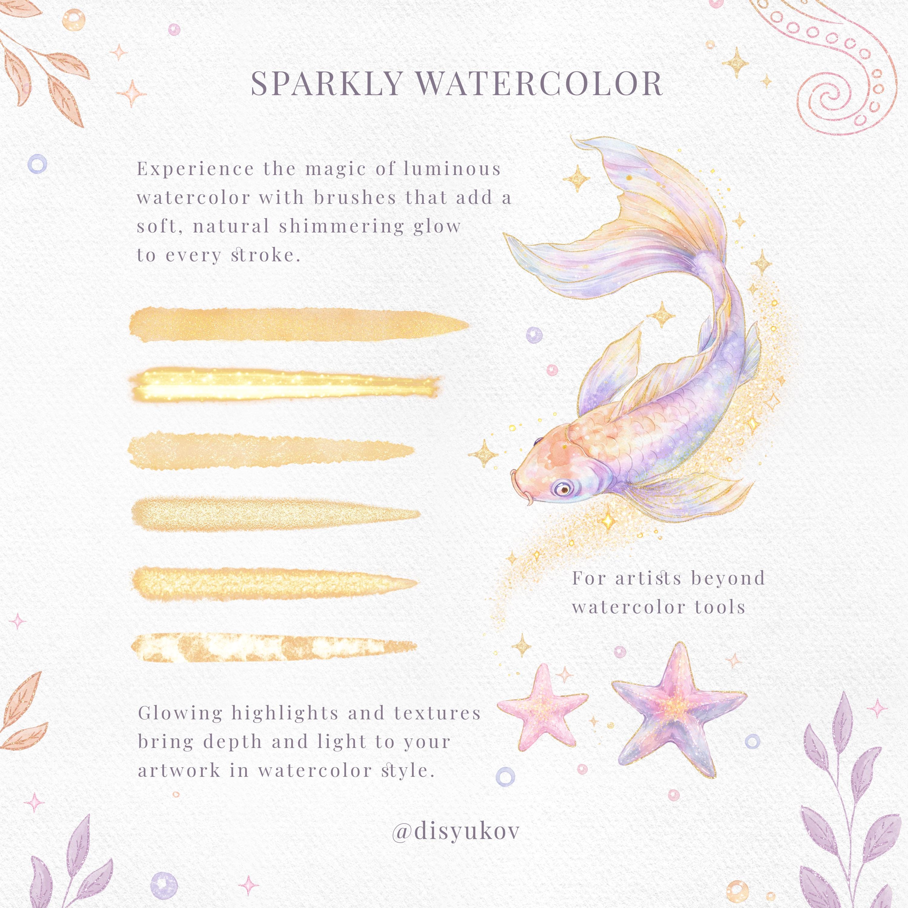 Sparkly Watercolor Procreate Brushes – Glitter, Metallic, Paper ...