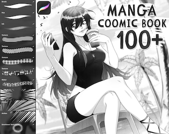 100+ Manga Brush Set for Procreate (A lot of Brushes, Textures and Stamps)