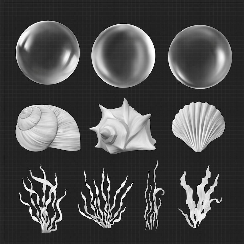 Atlantis Brush Set for Procreate Water Fish Scales Bubbles Etsy