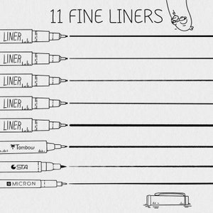 70 Fine Liner Brush Set for Procreate Micron, Fineliners, Stipple Brushes, Pattern Brushes, inking and lineart image 2