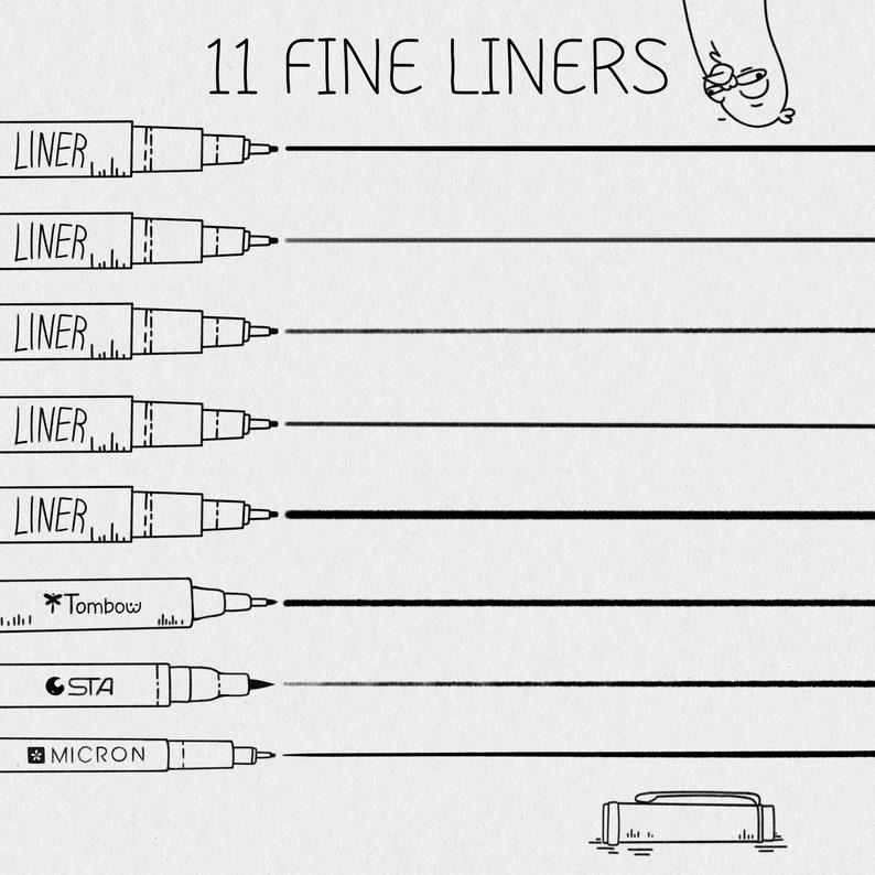 70 Fine Liner Brush Set for Procreate Micron, Fineliners, Stipple Brushes, Pattern Brushes, inking and lineart image 2