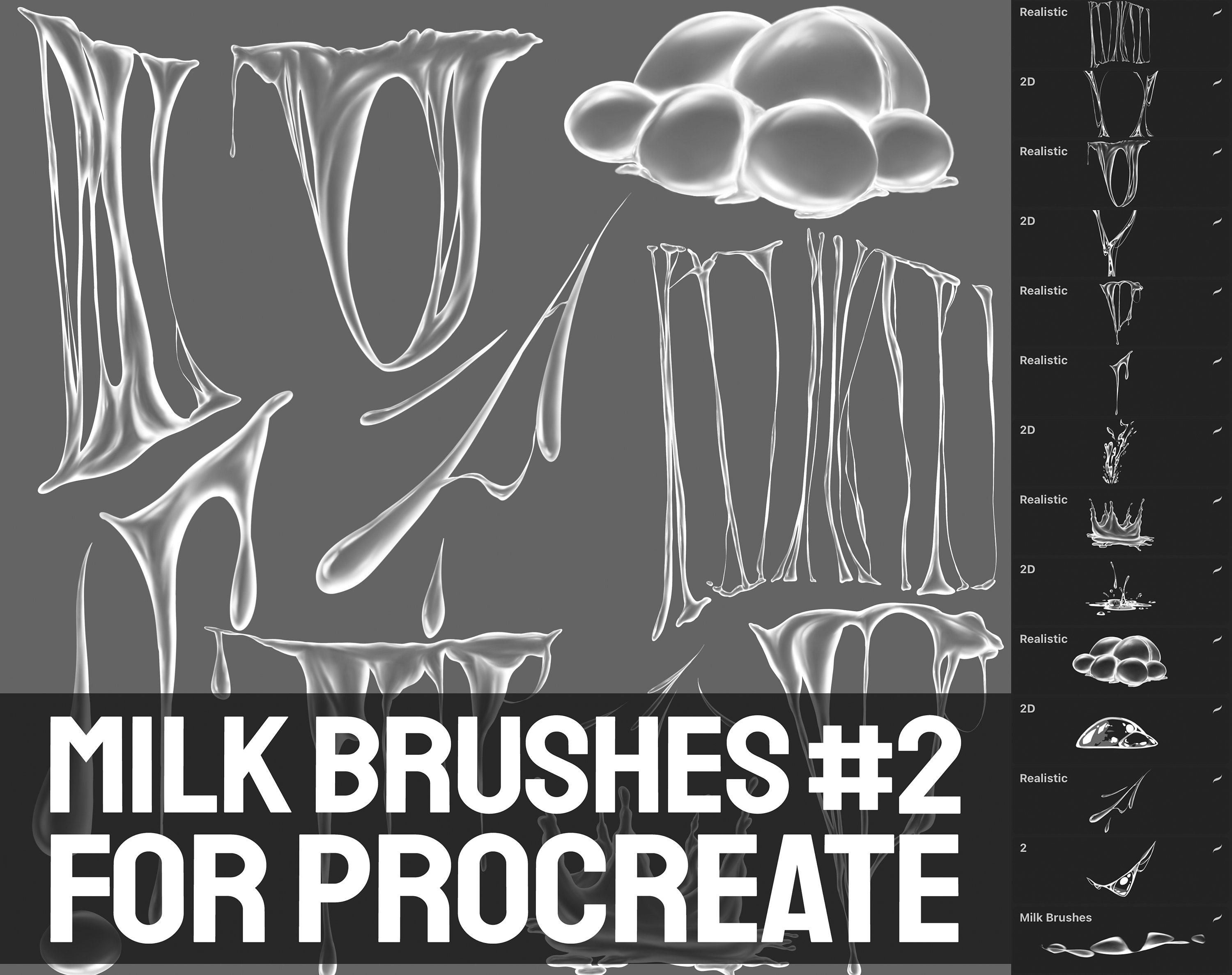 Milk Brushes for Procreate realistic 2D 2 Etsy