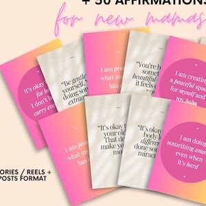 100 Therapeutic Motivational Quotes Affirmations Instagram Templates + 50 Affirmations | Bundle for new mums | Canva Editable