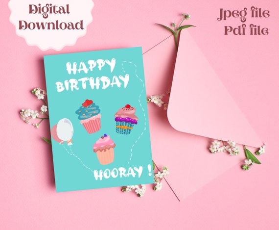 Printable Birthday Card Happy Birthday Card Hand-drawn - Etsy