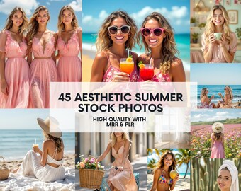 45 Sommer Vibes ästhetischer Lebensstil Stock Fotos | Instagram-Vorlagen | Social-Media-Beitrag | MRR PLR | Inhalt Bundle | Digitales Marketing