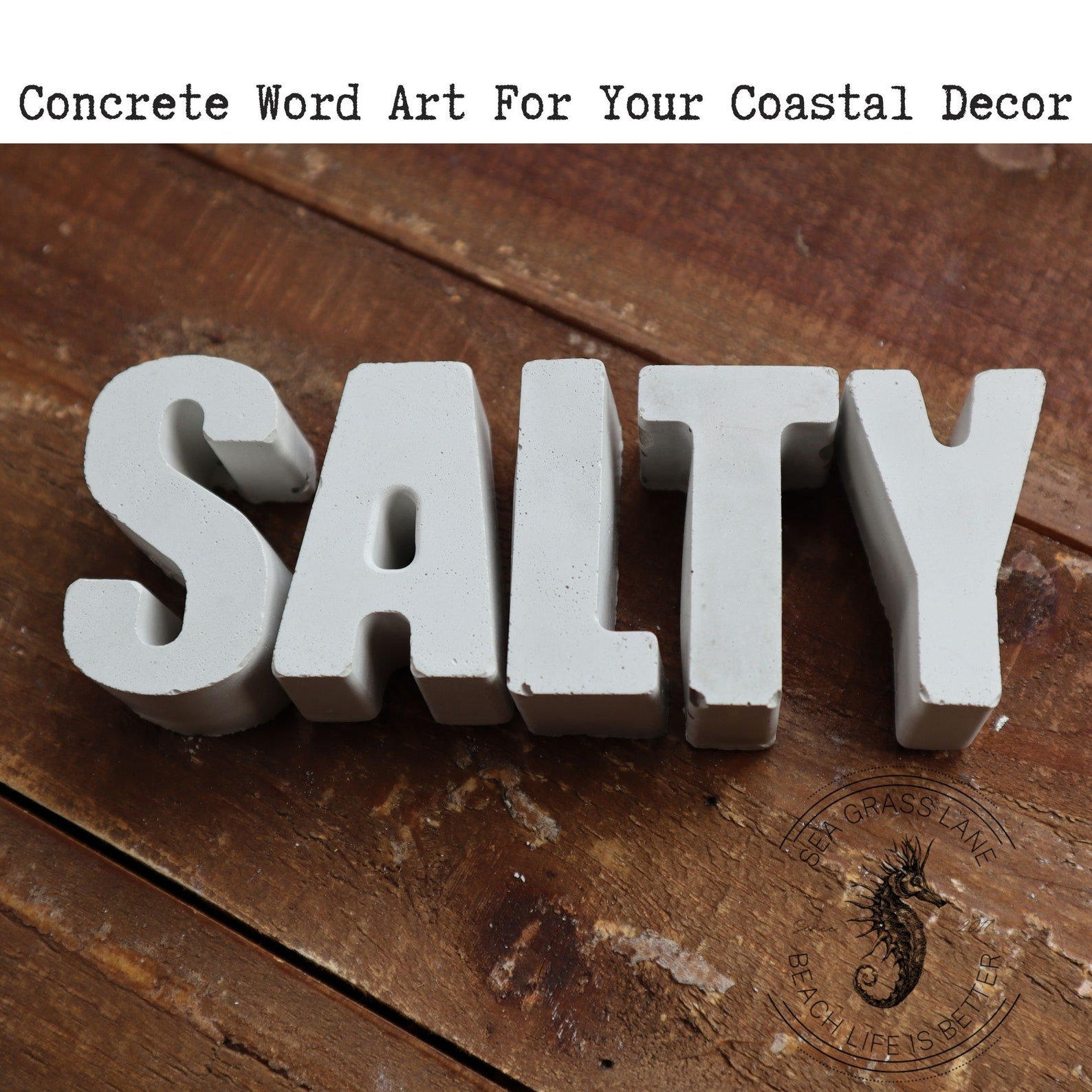 Concrete Letters Salty Cement Words Concrete Word Art Etsy