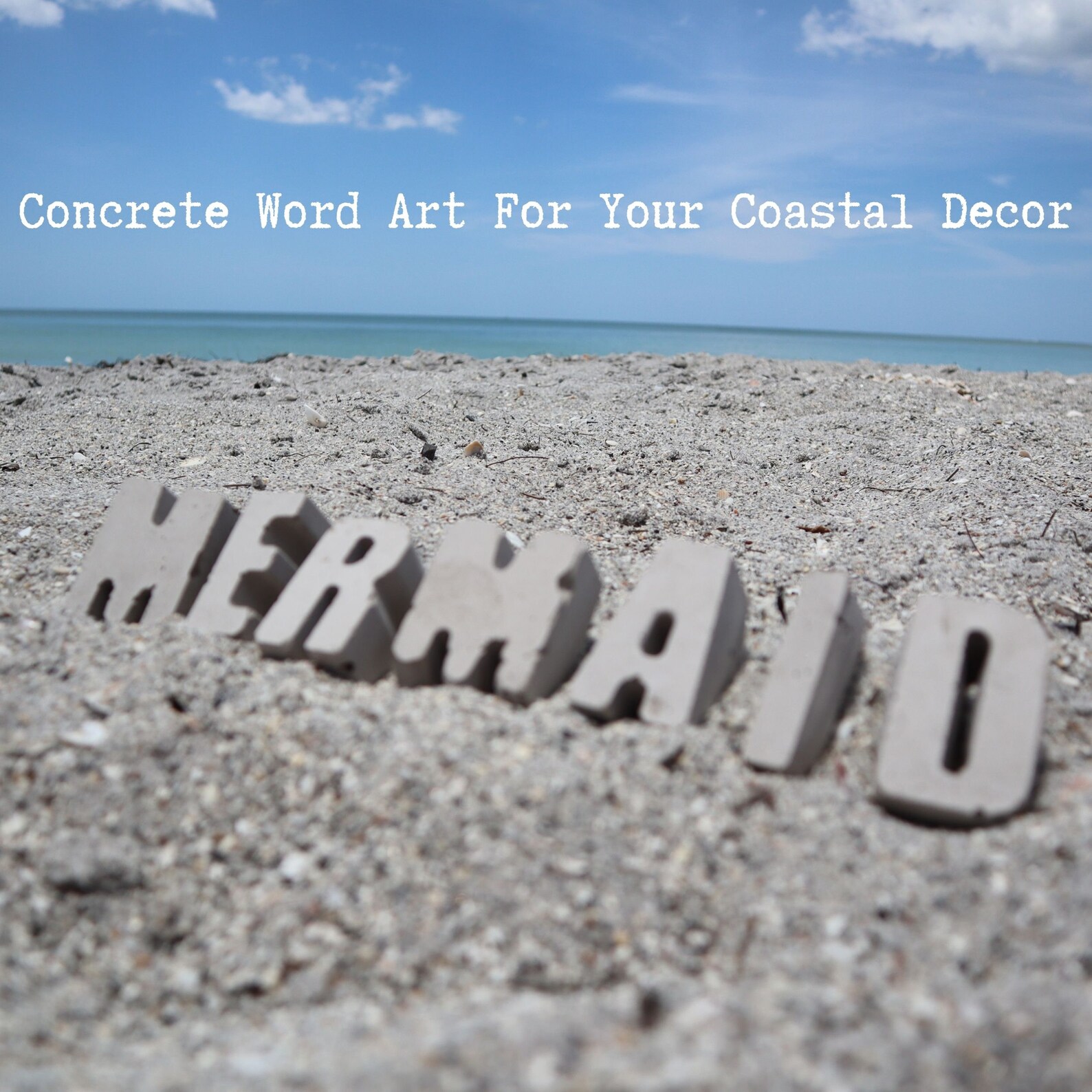 Concrete Letters Mermaid Cement Words Concrete Word Art Etsy
