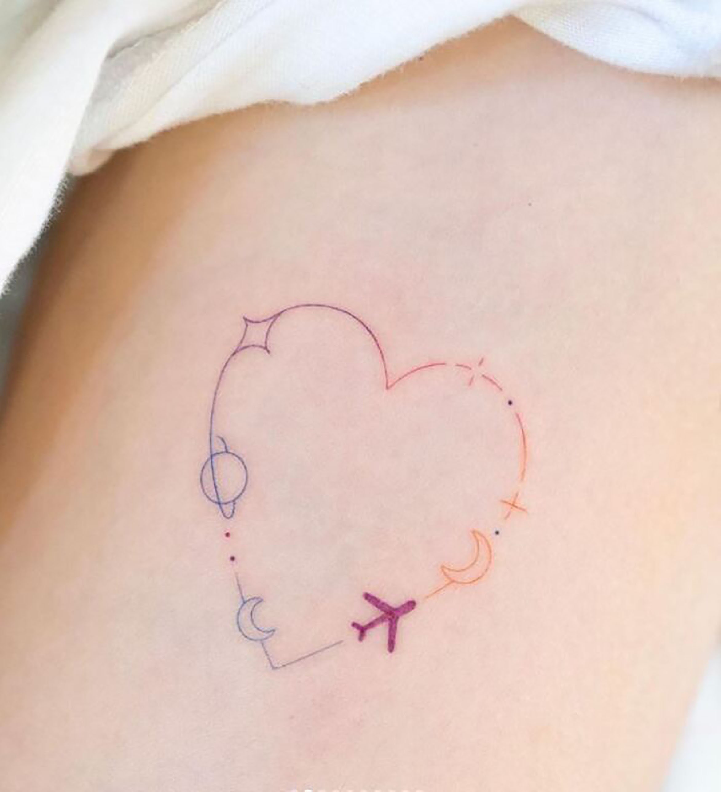 Heart and Airplane Tattoo Colorful Heart Minimalist - Etsy Australia