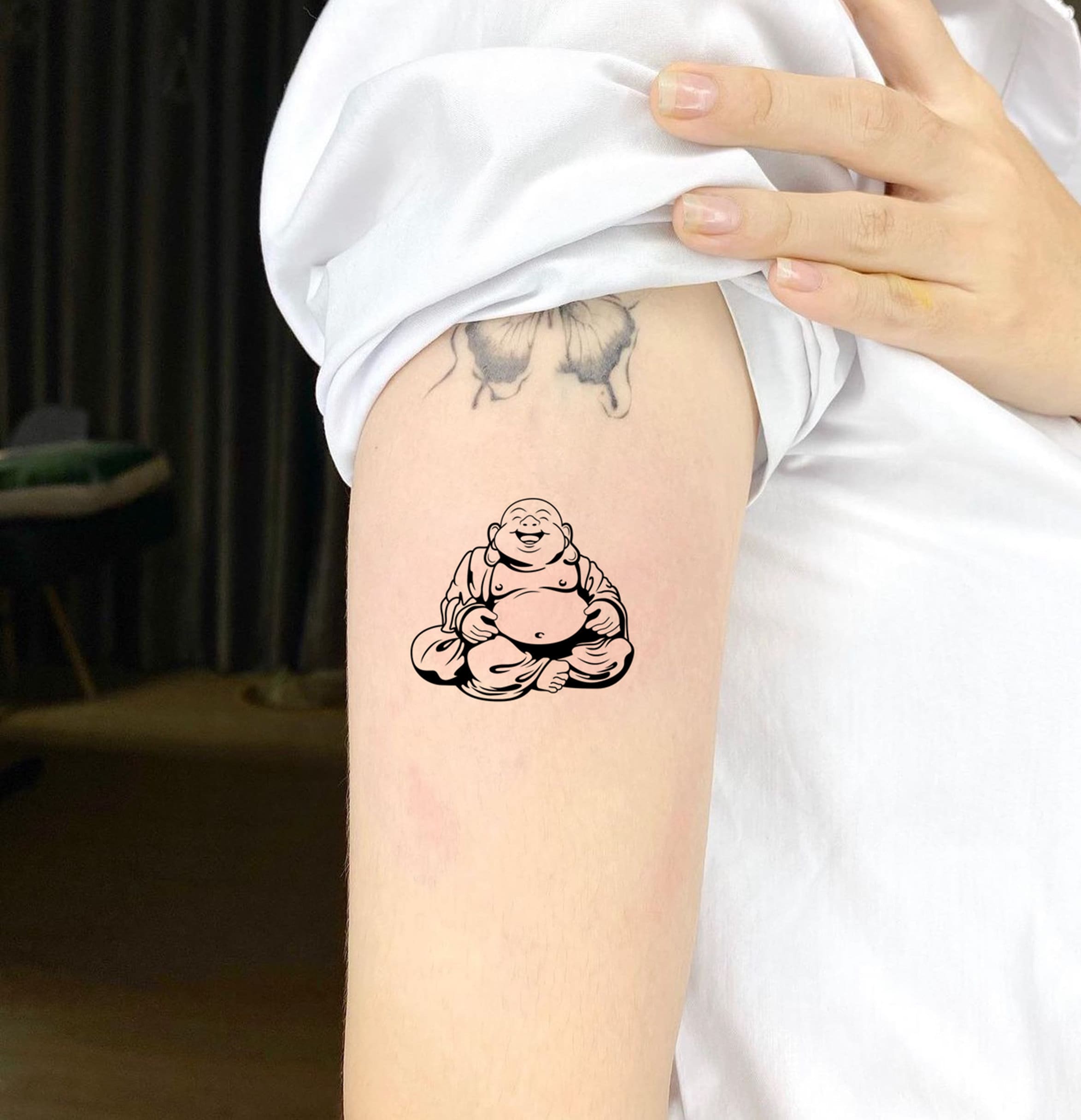 Happy Laughing Fat Buddha Temporary Tattoo Sticker - OhMyTat