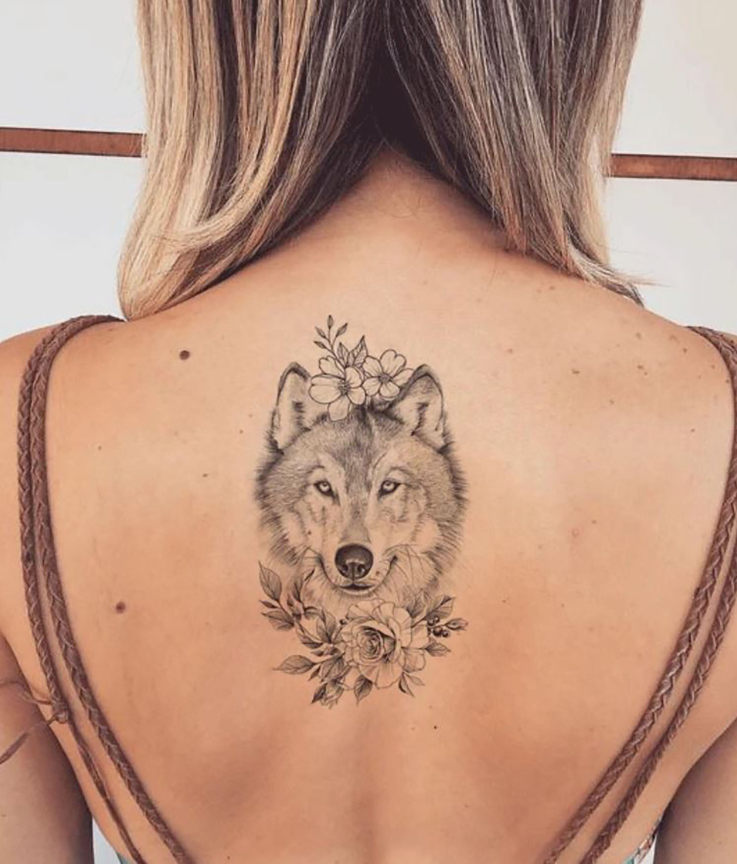 Wolf Wears Flower Tattoo Vintage Wolf Temporary Tattoo  Etsy
