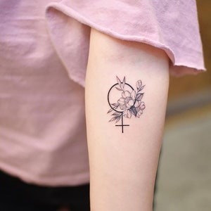 Feminist Temporary Tattoo - The Venus Symbol Sticker For Girl - Girl Power Small Temporary Sticker - Gift For Tattoo Lover