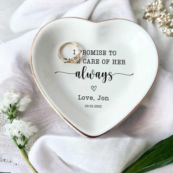 I Promise To Take Care Of Her, Mother in Law Ring Dish, Jewelry Dish, Mother of The Bride Gift from Groom, To Mother On Wedding Day Gifts