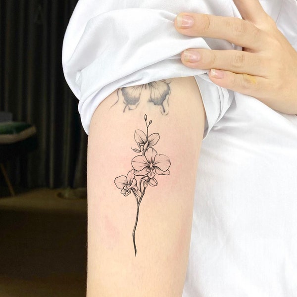 Orchid Flower Temporary Tattoo, Fake Tattoo, Tattoo Artist Gift, Festival Tattoo, Waterproof Tattoo, Tattoo Lovers Gift, Flowers Tattoo