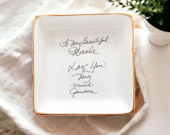 Handwritten Note Ring Dish, Jewelry Dish Created from Your Handwriting Sample, Mother of the Groom Gift, Mother in law, Handwriting Dish