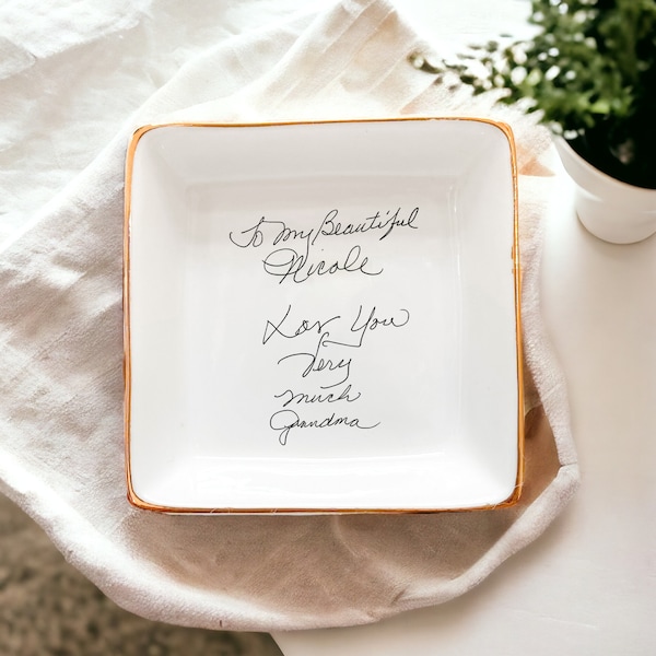 Handwritten Note Ring Dish, Jewelry Dish Created from Your Handwriting Sample, Mother of the Groom Gift, Mother in law, Handwriting Dish