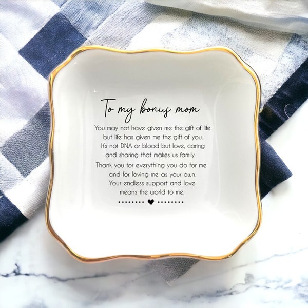 Bonus Mom Gift Ring Dish, Jewelry Dish, Stepmom Gift, Mother of the Groom, Mother in law Wedding Gift, Stepmother Gift, Mothers Day Gift