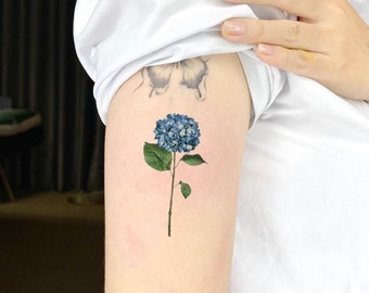 Hydrangea Flower Temporary Tattoo, Fake Tattoo, Tattoo Artist Gift, Waterproof Tattoo, Tattoo Lovers Gift, Flowers Tattoo, Floral Tattoo