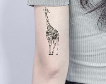 Tatouage temporaire de girafe, faux tatouage, tatouage de festival, tatouage imperméable à l’eau, cadeau d’amoureux de tatouage, tatouage d’animal sauvage, autocollants de tatouage