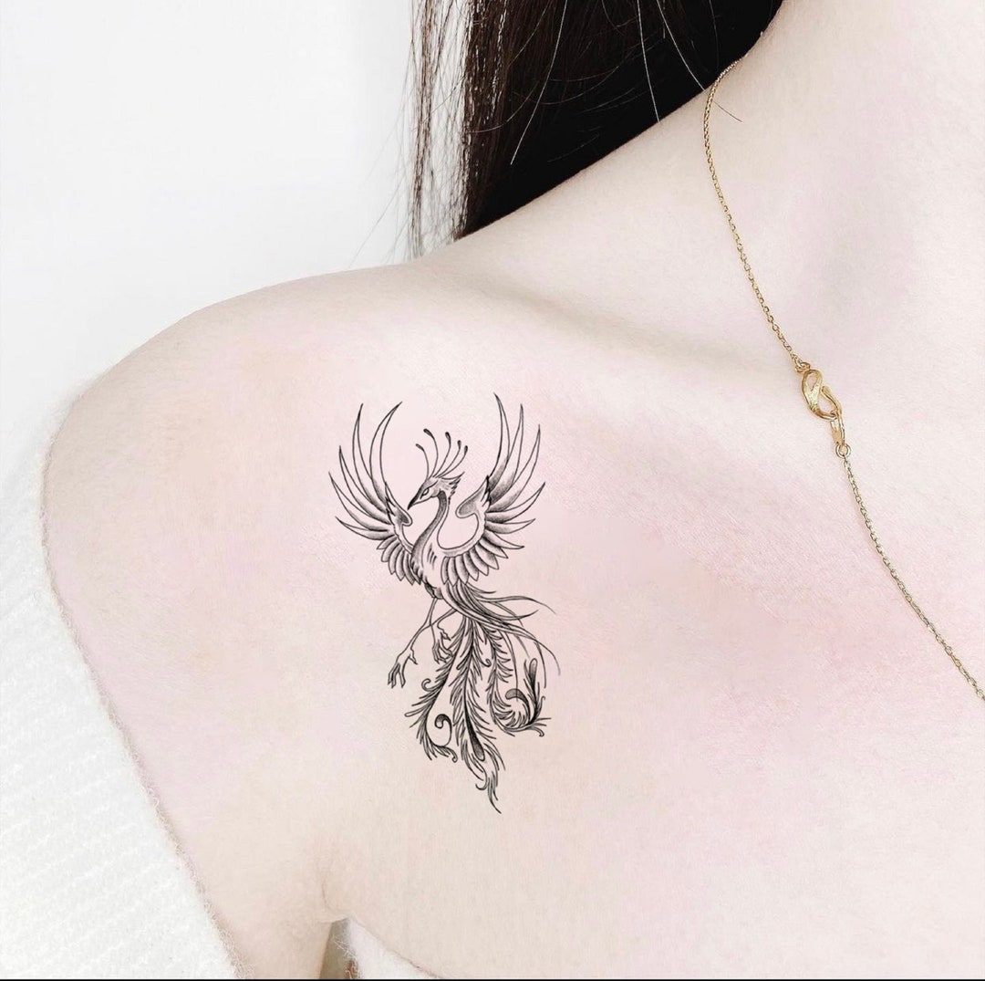 Phoenix Temporary Tattoo Phoenix Rising From the Ashes Fake Etsy