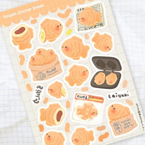 Taiyaki Lover's Sticker Sheet - Niedliche japanische Snack-Aufkleber, Kawaii-Briefpapier für Journaling & Planer
