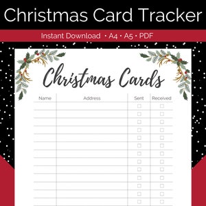 Christmas Card Tracker Printable Christmas Card Checklist Holiday Card ...