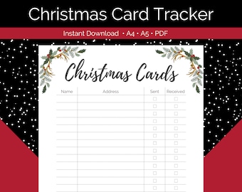 Christmas Card Tracker Printable | Christmas Card Checklist | Holiday Card Organizer | Christmas Planner Insert | Digital Download A4 A5 PDF