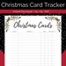 Christmas Card Tracker Printable Christmas Card Checklist Holiday Card ...
