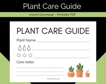Printable Plant Care Guide | House Plant Care Cards | Plant Care Tracker Template | Garden Planner | Digital Download | PDF