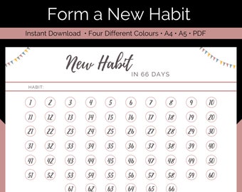 66 Day Habit Tracker Printable | A4 A5 Sizes (Digital Download)