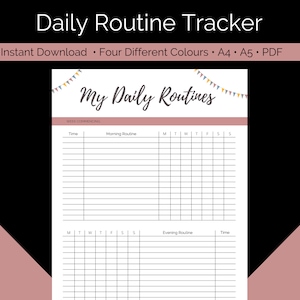 Daily Routine Tracker | Morning Routine Checklist Printable | Evening Routine Tracker | Daily Habits | A4 A5 | Digital Download
