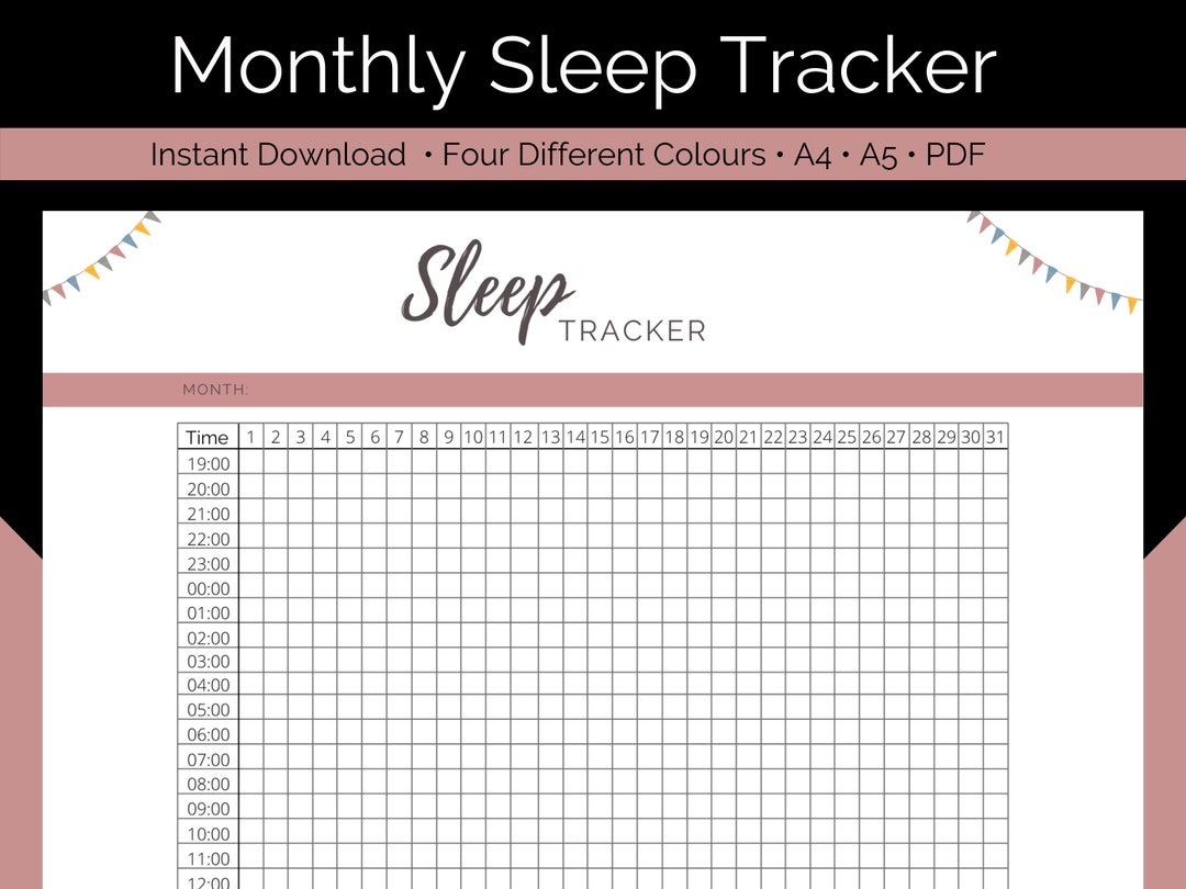 Monthly Sleep Tracker Printable | Sleep Log Template | Sleep Hours ...
