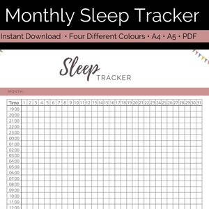 Monthly Sleep Tracker Printable | Sleep Log Template | Sleep Hours Journal | Sleep Analysis | Instant Digital Download | A4 A5 PDF