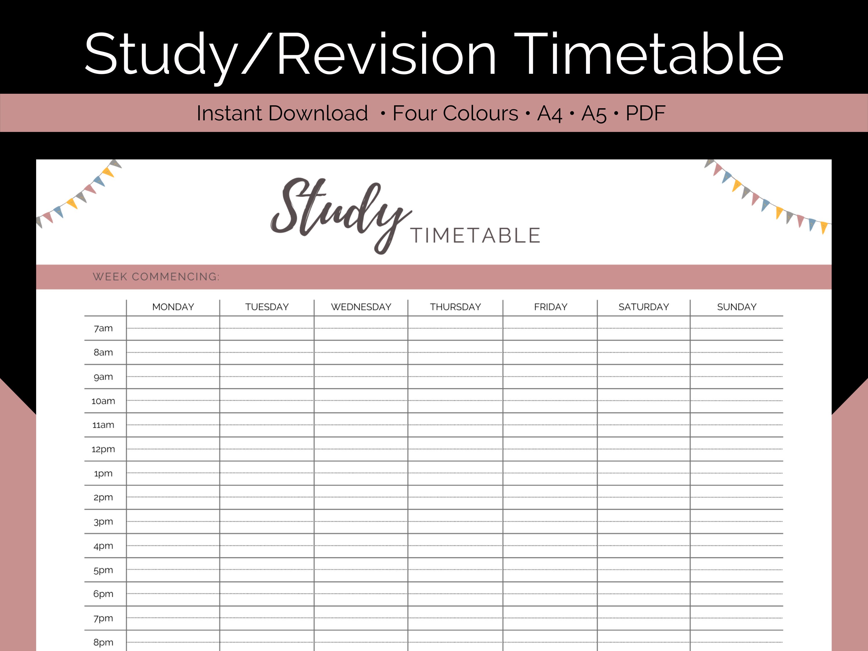 Study Timetable Study Timetable