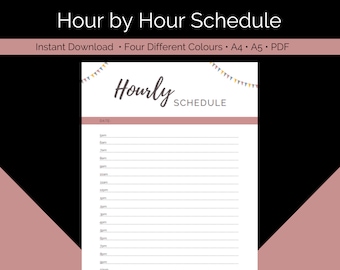 Daily Hourly Schedule Printable | Hour by Hour Planner | Daily Timetable Template | Daily Organizer | Digital Download | A4 A5 PDF