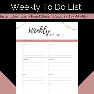 Weekly To Do List Printable | Weekly Planner Template | Task List | Productivity Planner | Weekly Schedule | Digital Download | A4 A5 PDF