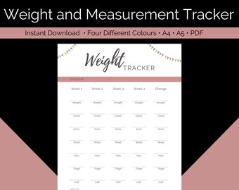 Monthly Weight Tracker Printable | Workout Progress Log |Weekly Weigh In | Gym Progress | Body Transformation | Digital Download | A4 A5 PDF