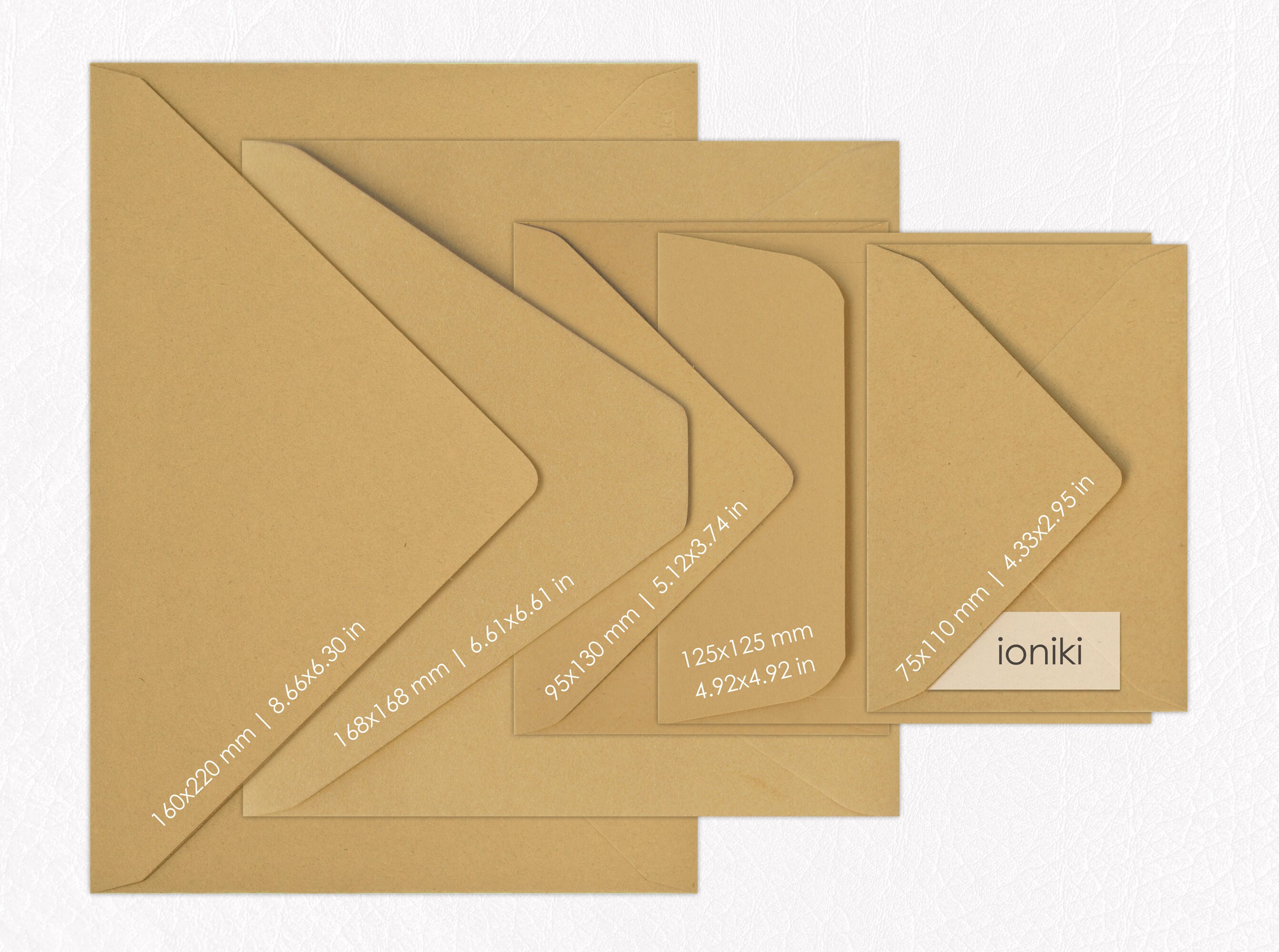 25 Enveloppes Kraft Carrées 70x100mm Avec Cartes Blanches - Cadeau, Lettre