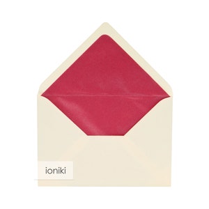 Linea avorio texture buste foderate 115x165mm / 6.50x4.53in (C6), fodera: rosso metallizzato / Premium 280gsm / B7 Invite, Famiglia, Complimento, Cartolina di Natale