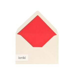 Ivoren lijn textuur gevoerde enveloppen 95x130mm / 5.12x3.74in, liner: rood| Premium Zwaargewicht 280gsm| B7Invite, Familie, Compliment, Cadeau, Kerstkaart