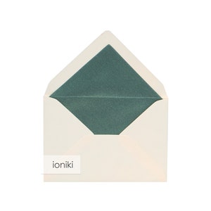 Texture de ligne ivoire Enveloppes doublées 95x130mm / 5.12x3.74in, liner: vert métallique| Poids lourd Premium 280gsm| B7Invite,Famille,Compliment,Carte de Noël